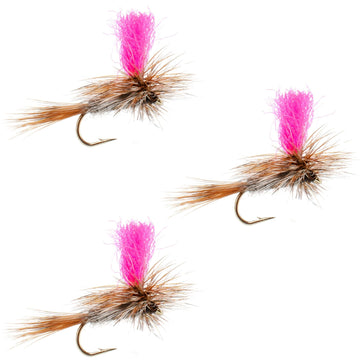 3 Pack Adams Hi - Viz Parachute Classic Dry Fly - Hook Size 14 - Hazy Fly Fishing