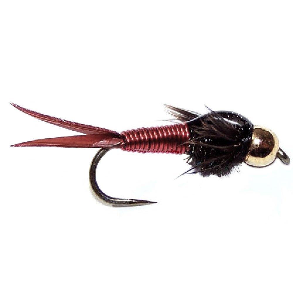 3 Pack Barbless Bead Head Red Copper John Nymph Fly Fishing Flies - Hook Size 16 - Hazy Fly Fishing