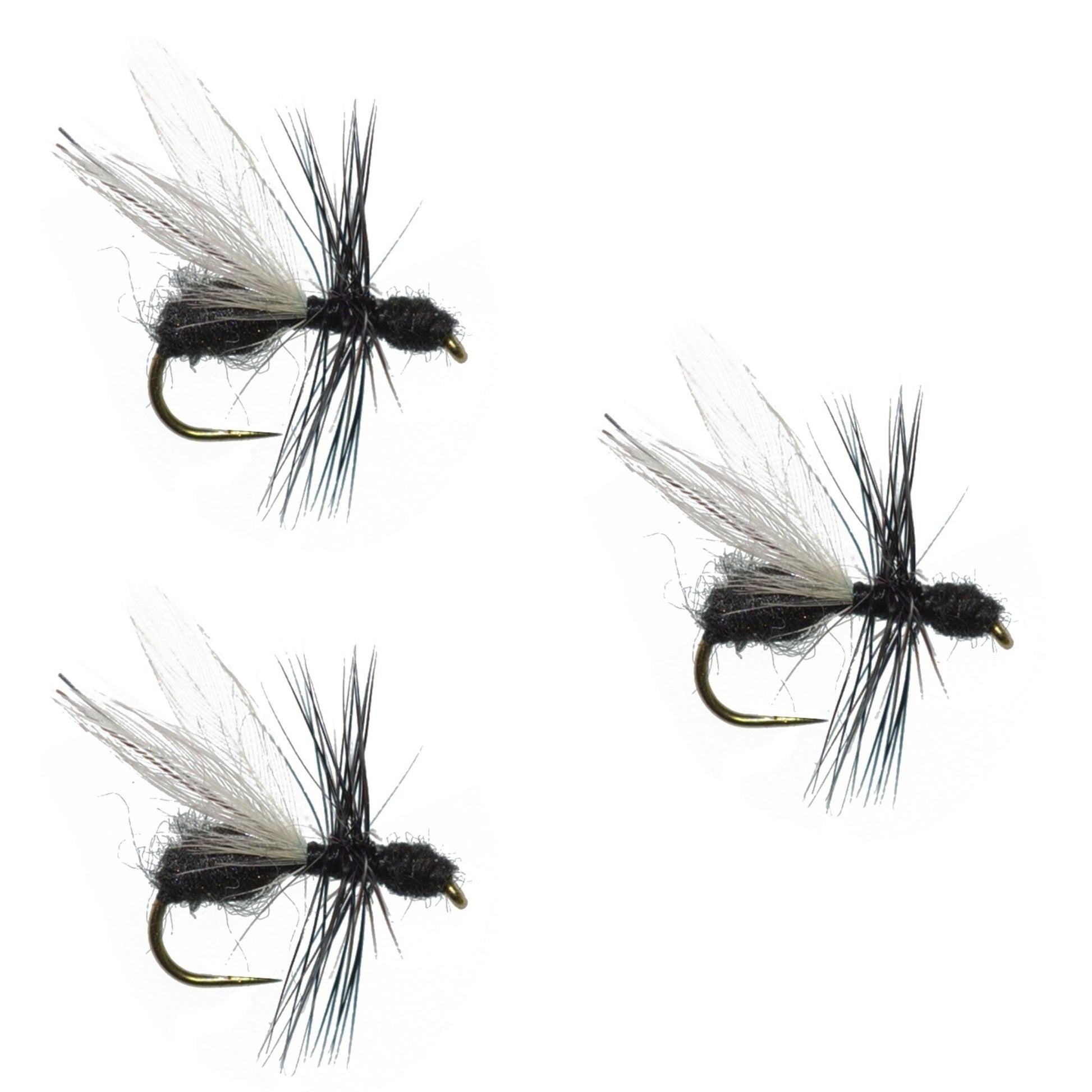 3 Pack Barbless Black Fur Flying Ant Terrestrial Trout Dry Fly Fishing Flies - Hook Size 14 - Hazy Fly Fishing