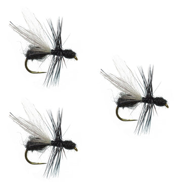 3 Pack Barbless Black Fur Flying Ant Terrestrial Trout Dry Fly Fishing Flies - Hook Size 14 - Hazy Fly Fishing