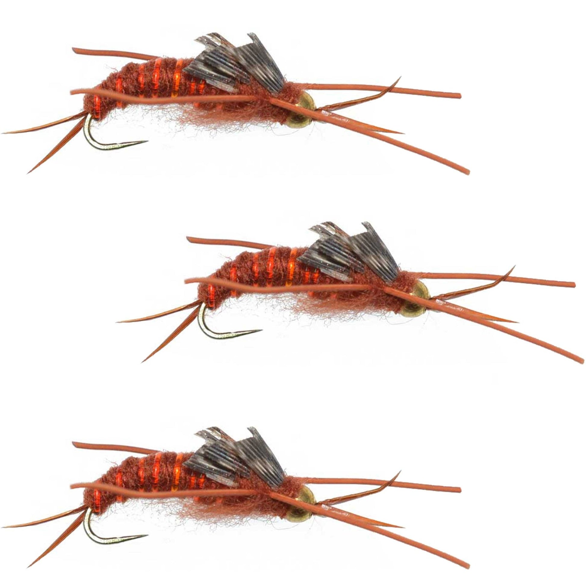 3 Pack Barbless Gold Bead Kaufmann's Brown Stone Fly with Rubber Legs - Stonefly Wet Fly - Hook Size 12 - Hazy Fly Fishing