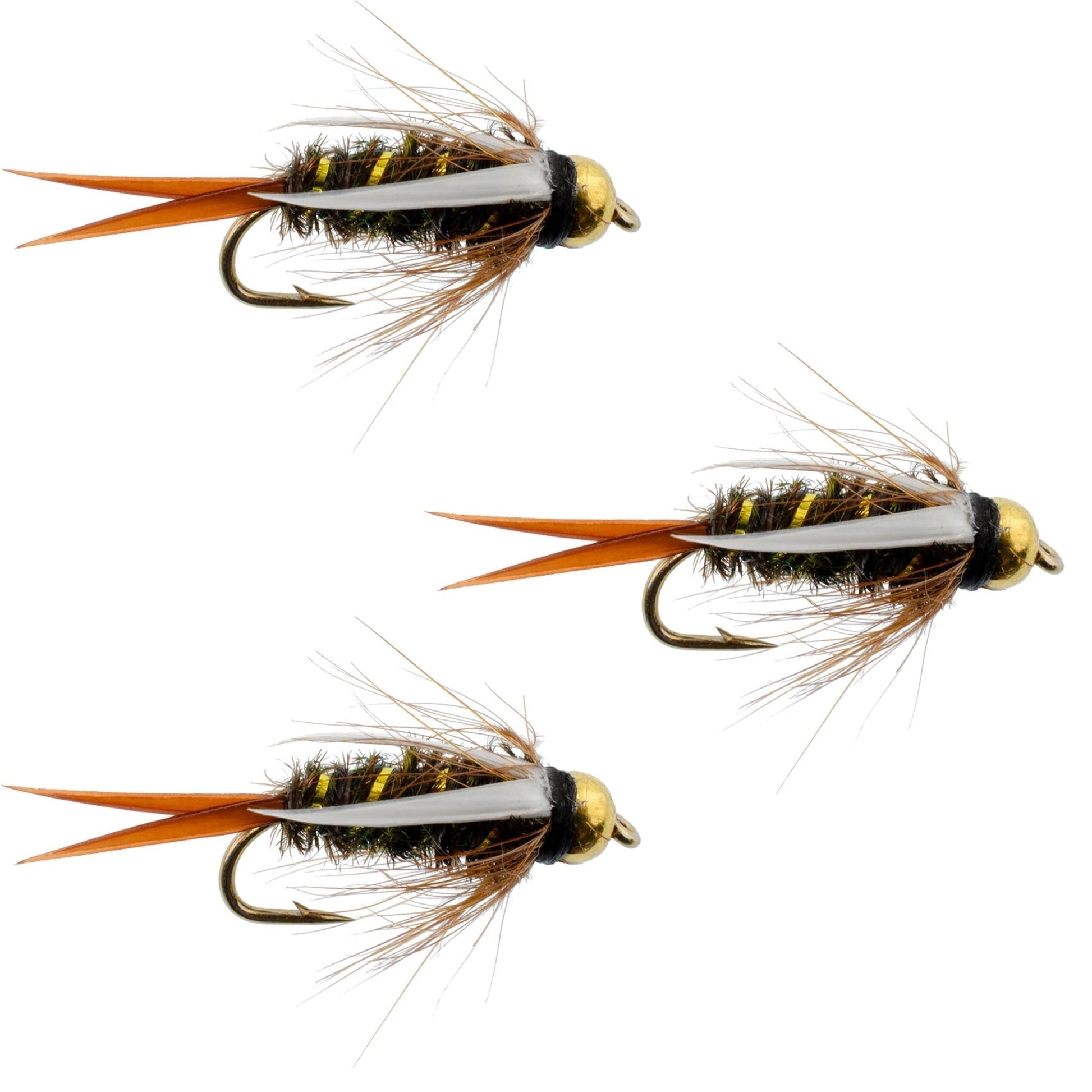 3 Pack Bead Head Prince Nymph Fly Fishing Flies - Hook Size 14 - Hazy Fly Fishing