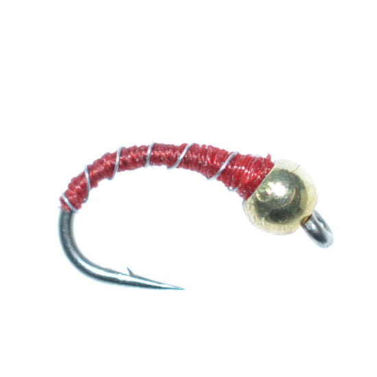 3 Pack Bead Head Red Zebra Midge Still Water Nymph Fly Fishing Fly Hook Size 16 - Hazy Fly Fishing