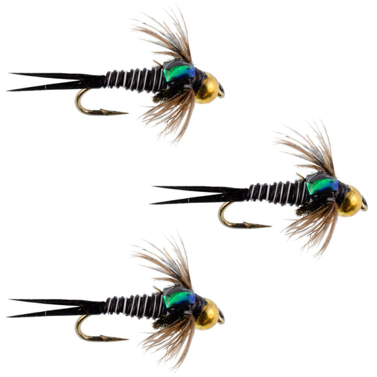 3 Pack Bead Head Zebra Copper John Nymph Fly Fishing Flies - Hook Size 16 - Hazy Fly Fishing