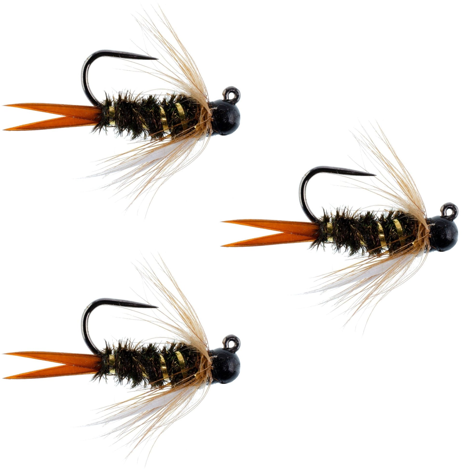 3 Pack Black Tungsten Bead Prince Jig Tactical Czech Nymph Euro Nymphing Fly - Hook Size 16 - Hazy Fly Fishing