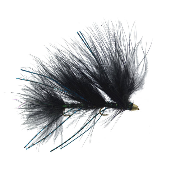 3 Pack Circus Peanut Envy Streamer Black - Size 6 - Articulated Trout Bass Steelhead Salmon and Bass Fly Fishing Flies - Hazy Fly Fishing