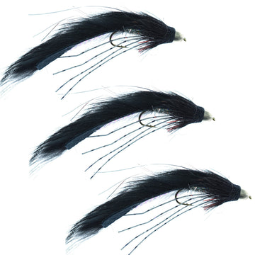 3 Pack Cone Head Muddy Buddy Trout and Bass Streamer Fly Lunchables - Black - Hook Size 4 - Hazy Fly Fishing