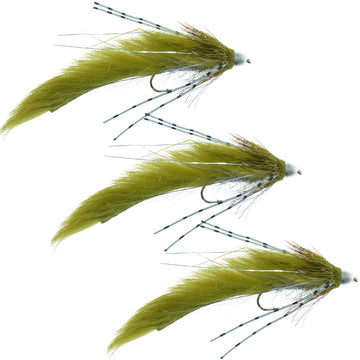 3 Pack Cone Head Muddy Buddy Trout and Bass Streamer Fly Lunchables - Olive - Hook Size 4 - Hazy Fly Fishing