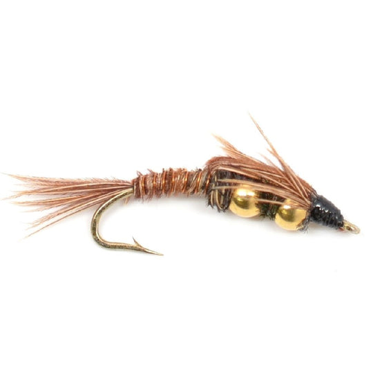 3 Pack Double Bead Pheasant Tail Nymph Fly Fishing Flies Hook Size 10 - Hazy Fly Fishing