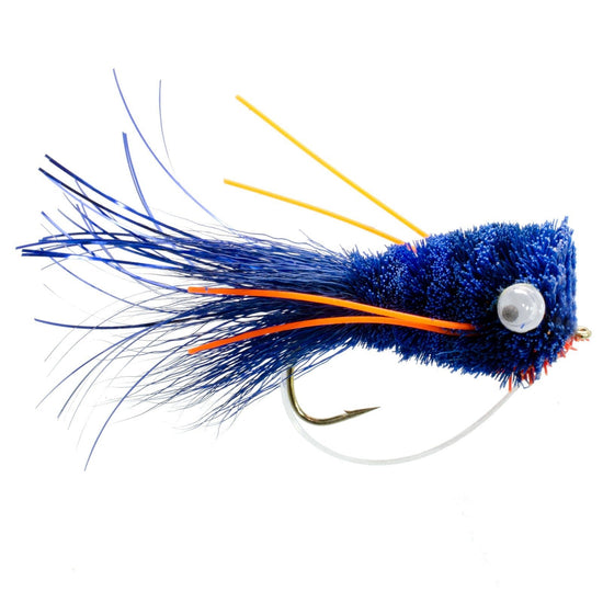 3 Pack Flashtail Bass Popper Size 6 - Blue Orange Bass Fly Fishing Bug Wide Gape Bass Hooks With Weed Guard - Hazy Fly Fishing