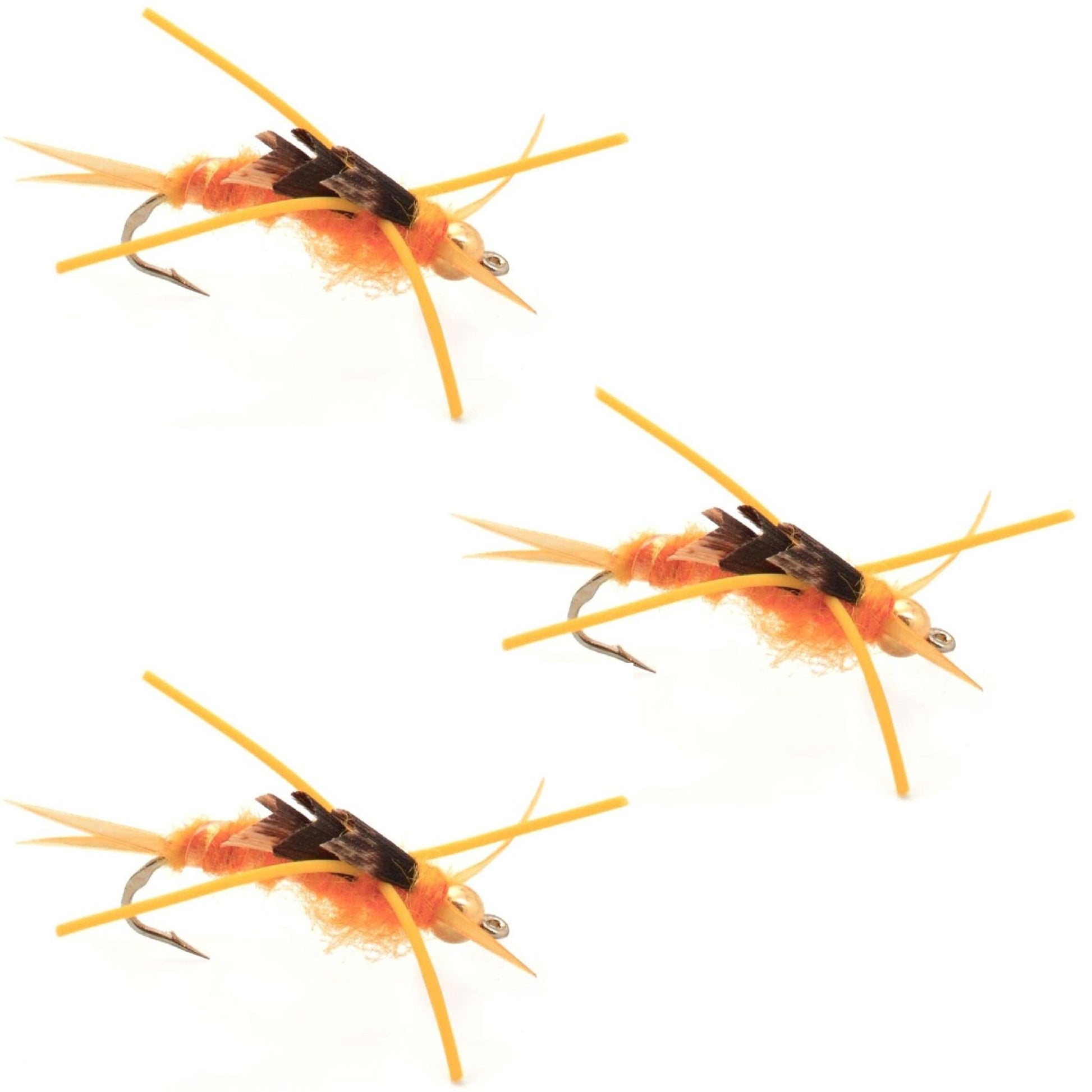3 Pack Gold Bead Kaufmann's Golden Stone Fly with Rubber Legs - Stonefly Wet Fly - Hook Size 6 - Hazy Fly Fishing