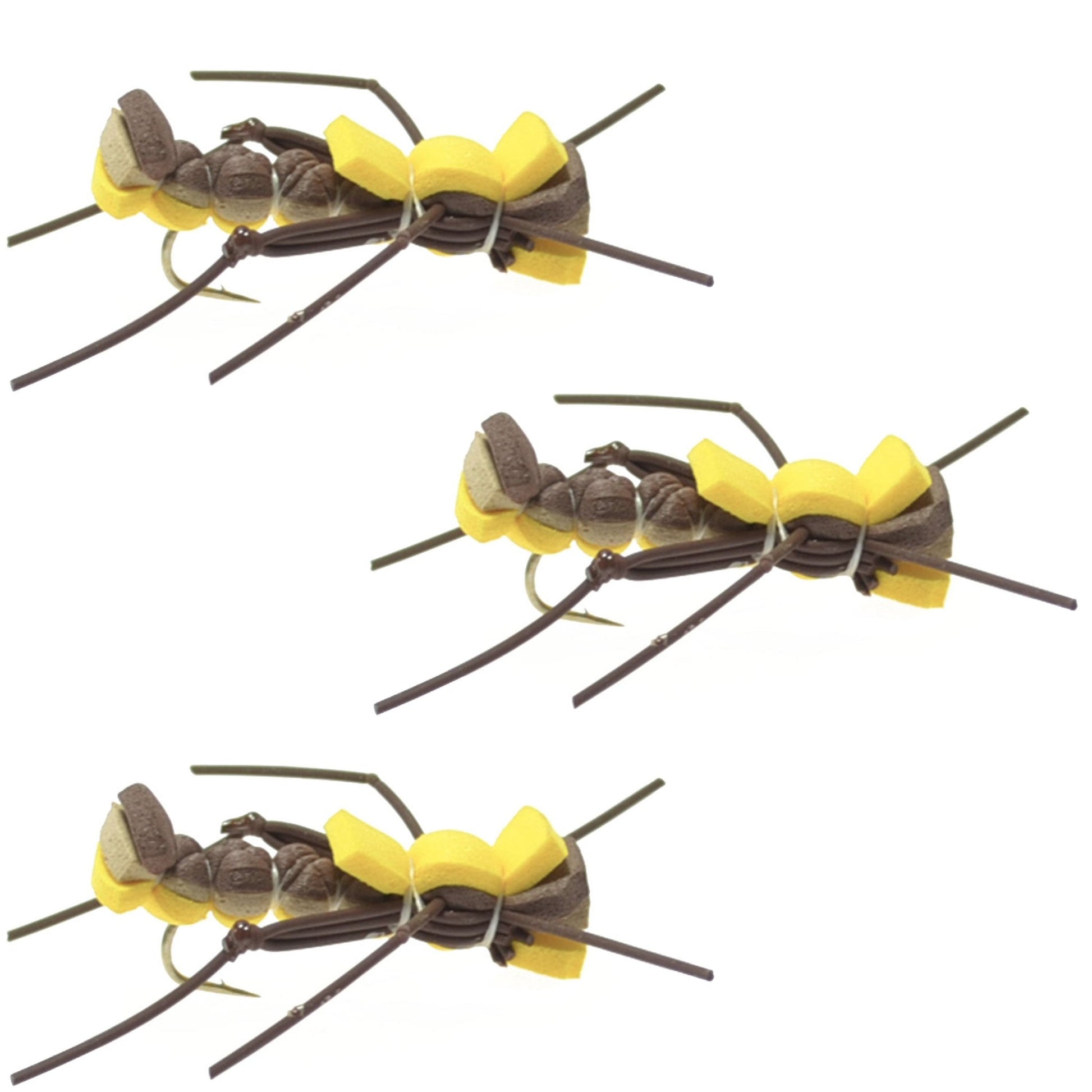 3 Pack Mantis BLT Foam Body Grasshopper Fly - Hook Size 10 - Hazy Fly Fishing