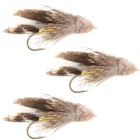 3 Pack Muddler Minnow Trout and Bass Streamer Fly - Hook Size 10 - Hazy Fly Fishing