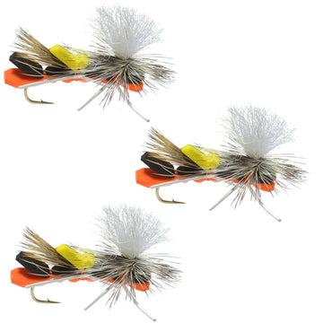 3 Pack Parachute Chernobyl Ant Black Orange Foam Body Grasshopper Fly - Hook Size 10 - Hazy Fly Fishing