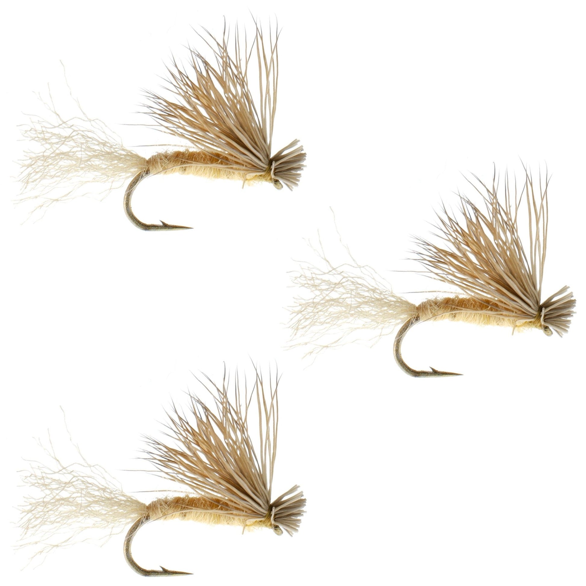 3 Pack Tan X Caddis Emerging Caddis Adult Trout Dry Fly - Hook Size 16 - Hazy Fly Fishing