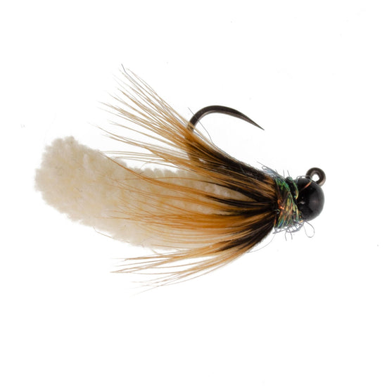 3 Pack Tungsten Bead Cream Mop Fly Tactical Jig Czech Euro Nymph Barbless Fly - 3 Flies Size 14 - Hazy Fly Fishing