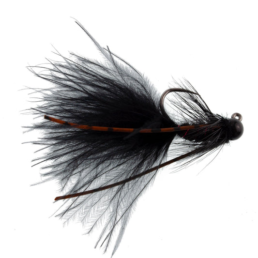 3 Pack Tungsten Bead Tactical Black Mini Bugger Czech Nymph Euro Nymphing Fly - 3 Flies Size 12 - Hazy Fly Fishing