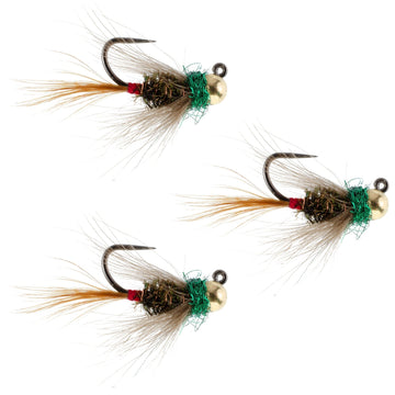 3 Pack Tungsten Bead Tactical CDC Frenchie Czech Nymph Euro Nymphing Fly - Hook Size 14 - Hazy Fly Fishing