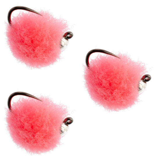 3 Pack Tungsten Bead Tactical Euro Hot Pink Jig Egg Barbless Czech Nymph Fly - Size 16 - Hazy Fly Fishing