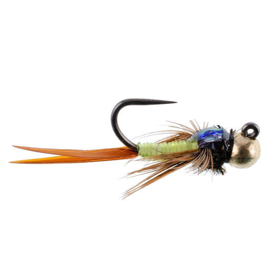 3 Pack Tungsten Bead Tactical Jig Copper John Chartreuse Czech Nymph Euro Nymphing Fly - Size 16 - Hazy Fly Fishing