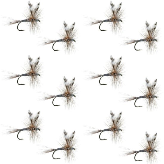 Adams Classic Dry Fly - 1 Dozen Flies Hook Size 14 - Hazy Fly Fishing