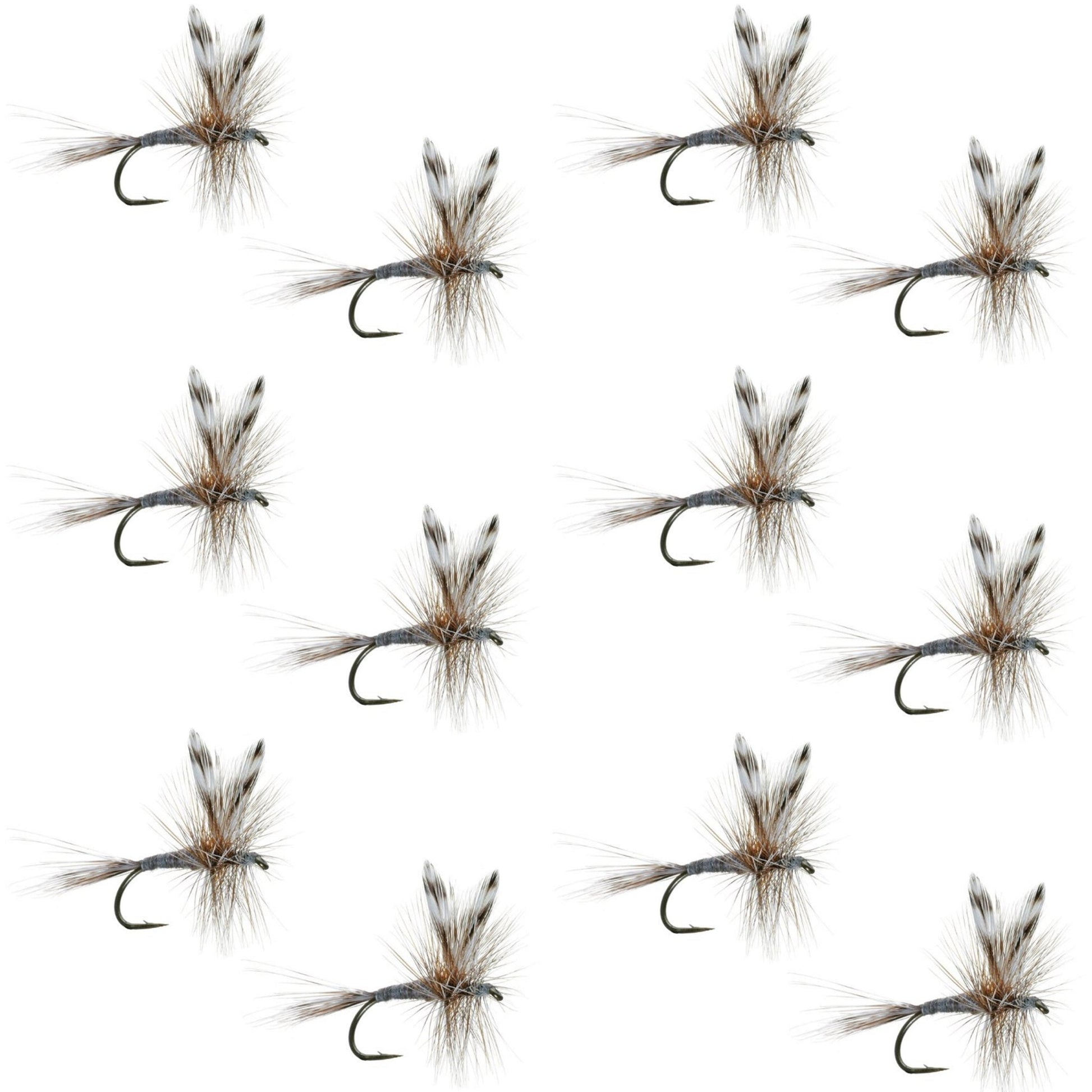 Adams Classic Dry Fly - 1 Dozen Flies Hook Size 14 - Hazy Fly Fishing