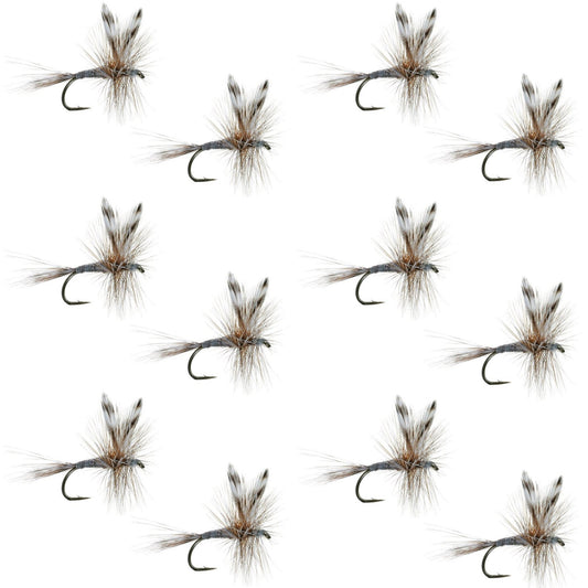Adams Classic Dry Fly - 1 Dozen Flies Hook Size 14 - Hazy Fly Fishing