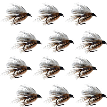 Barbless Adams Classic Wet Fly Fly Fishing Flies - 1 Dozen Flies Hook Size 14 - Hazy Fly Fishing