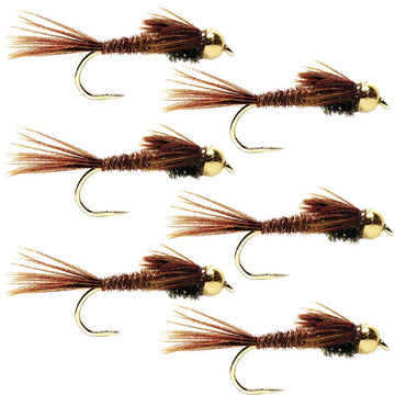Barbless Bead Head Pheasant Tail Nymph Fly 6 Flies Hook Size 12 - Hazy Fly Fishing