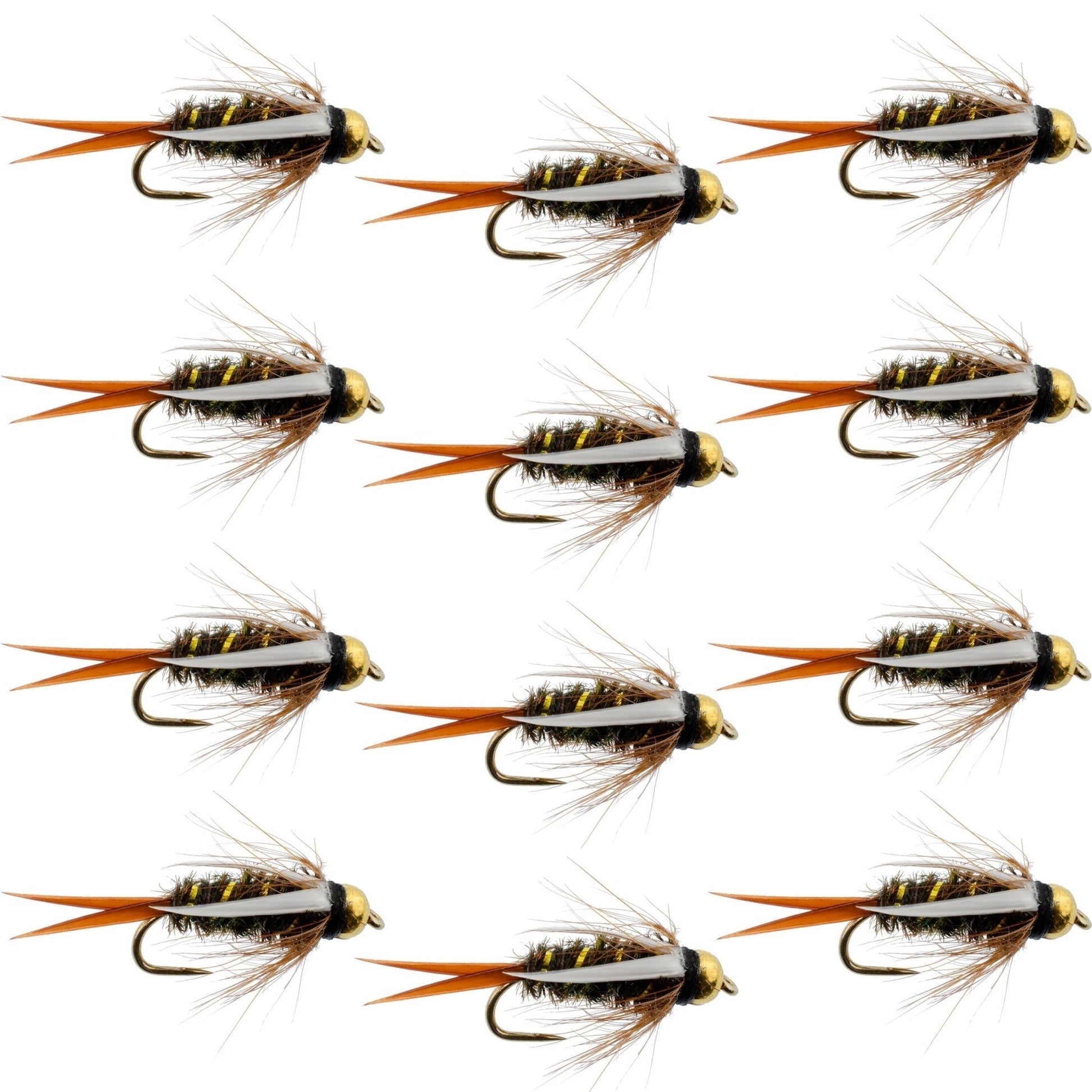 Barbless Bead Head Prince Nymph Fly Fishing Flies - 1 Dozen Flies Hook Size 10 - Hazy Fly Fishing