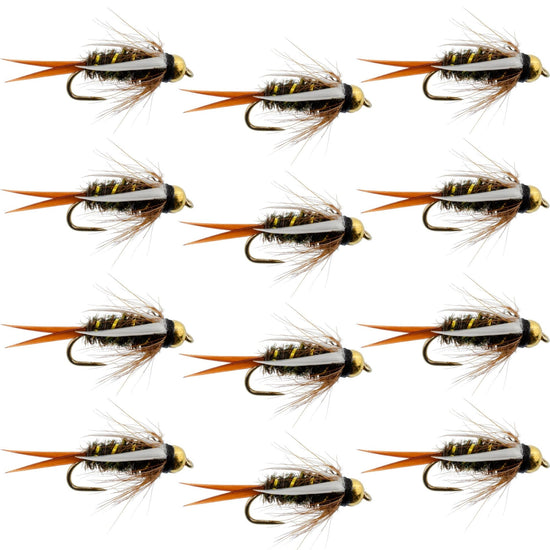 Barbless Bead Head Prince Nymph Fly Fishing Flies - 1 Dozen Flies Hook Size 14 - Hazy Fly Fishing