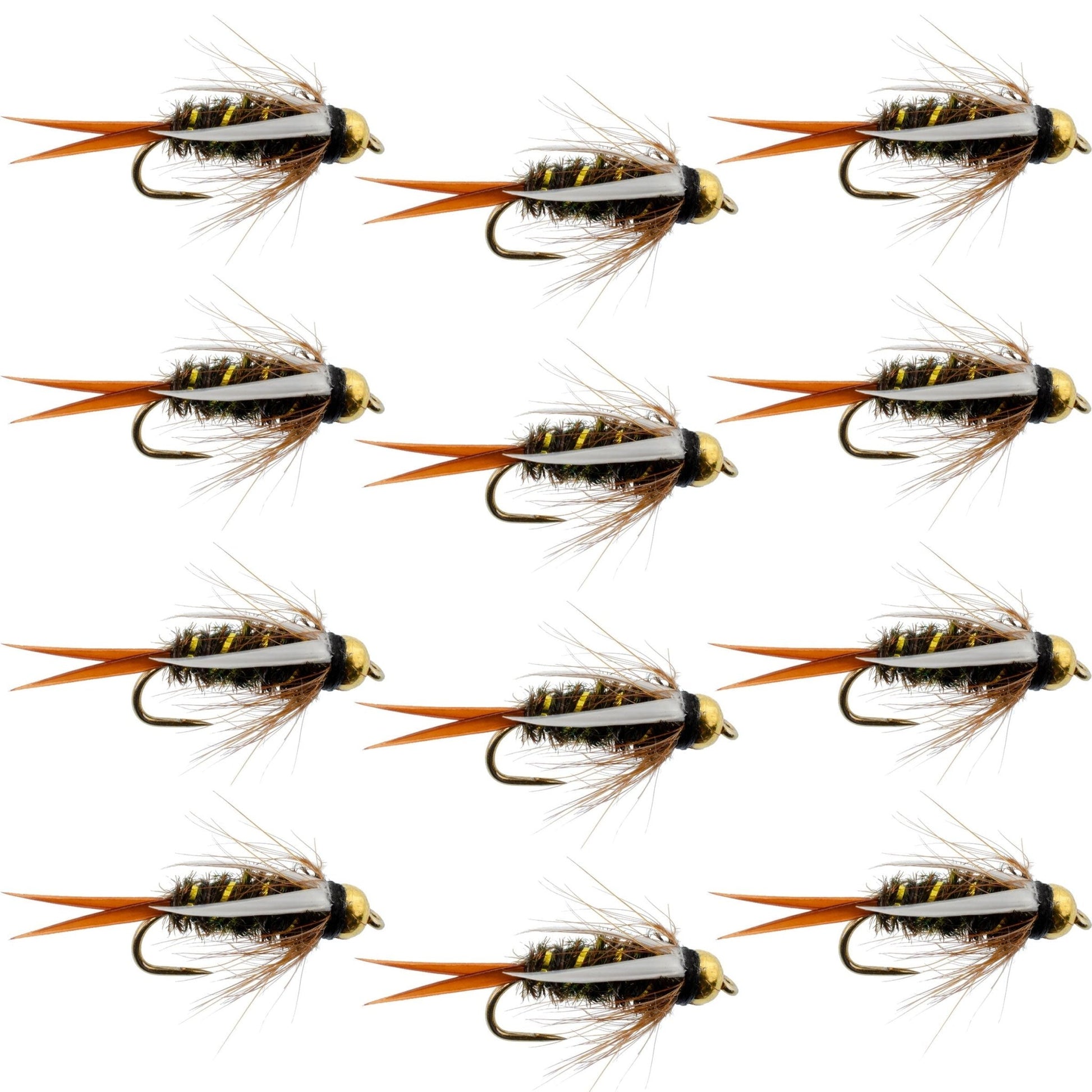 Barbless Bead Head Prince Nymph Fly Fishing Flies - 1 Dozen Flies Hook Size 14 - Hazy Fly Fishing