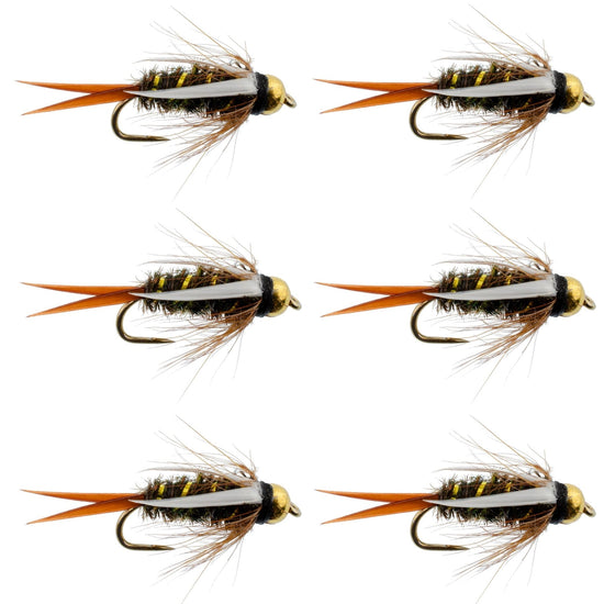Barbless Bead Head Prince Nymph Fly Fishing Flies - Set of 6 Flies Hook Size 10 - Hazy Fly Fishing