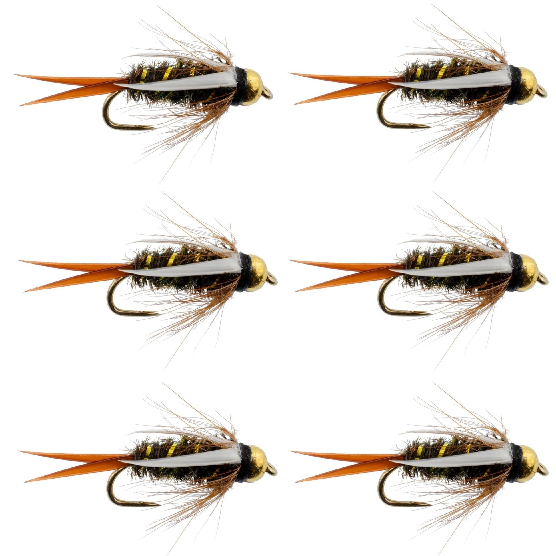 Barbless Bead Head Prince Nymph Fly Fishing Flies - Set of 6 Flies Hook Size 10 - Hazy Fly Fishing
