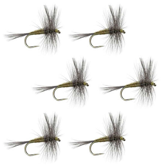 Barbless Blue Winged Olive BWO Classic Trout Dry Fly Fishing Flies - Set of 6 Flies Size 18 - Hazy Fly Fishing