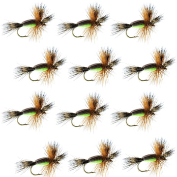 Barbless Chartreuse Humpy Classic Hair Wing Dry Fly - 1 Dozen Flies Hook Size 16 - Hazy Fly Fishing