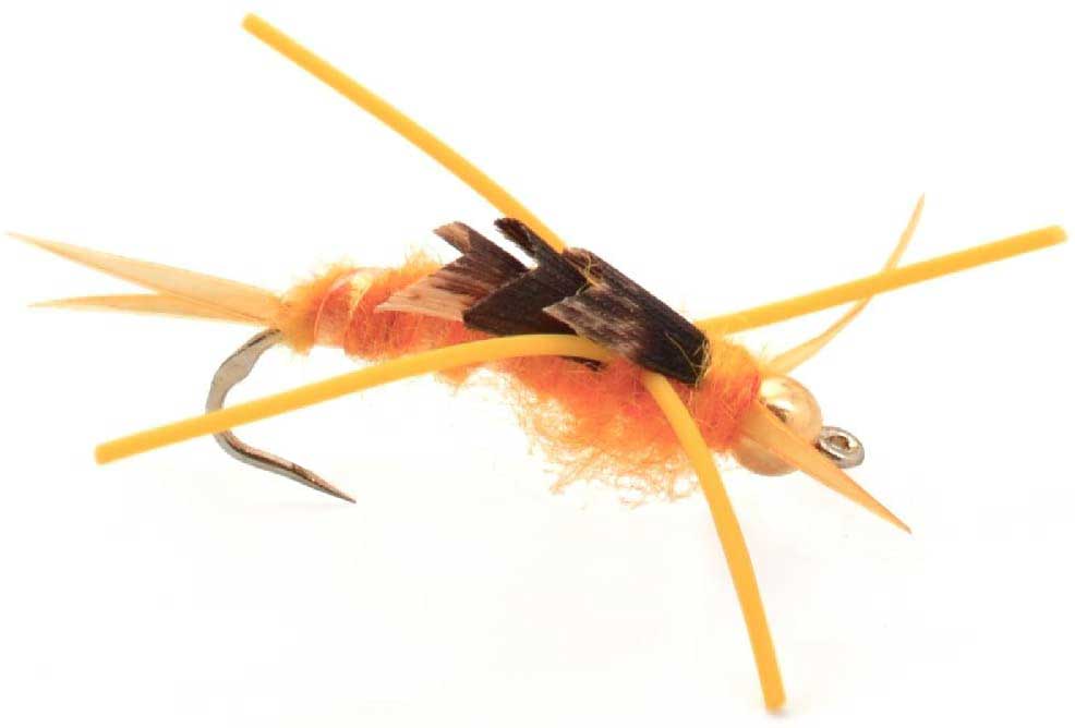 Barbless Gold Bead Kaufmann's Golden Stone Fly with Rubber Legs - Stonefly Wet Fly - 6 Flies Hook Size 12 - Hazy Fly Fishing