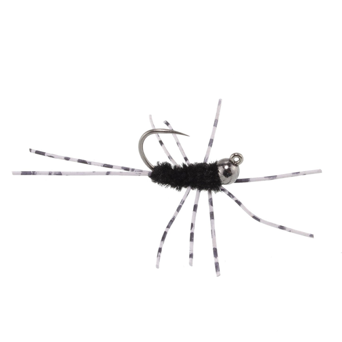 Barbless Pat's Barred Rubber Legs Tungsten Bead Jigged Black Euro Nymph - Set of 6 Flies Hook Size 6 - Hazy Fly Fishing