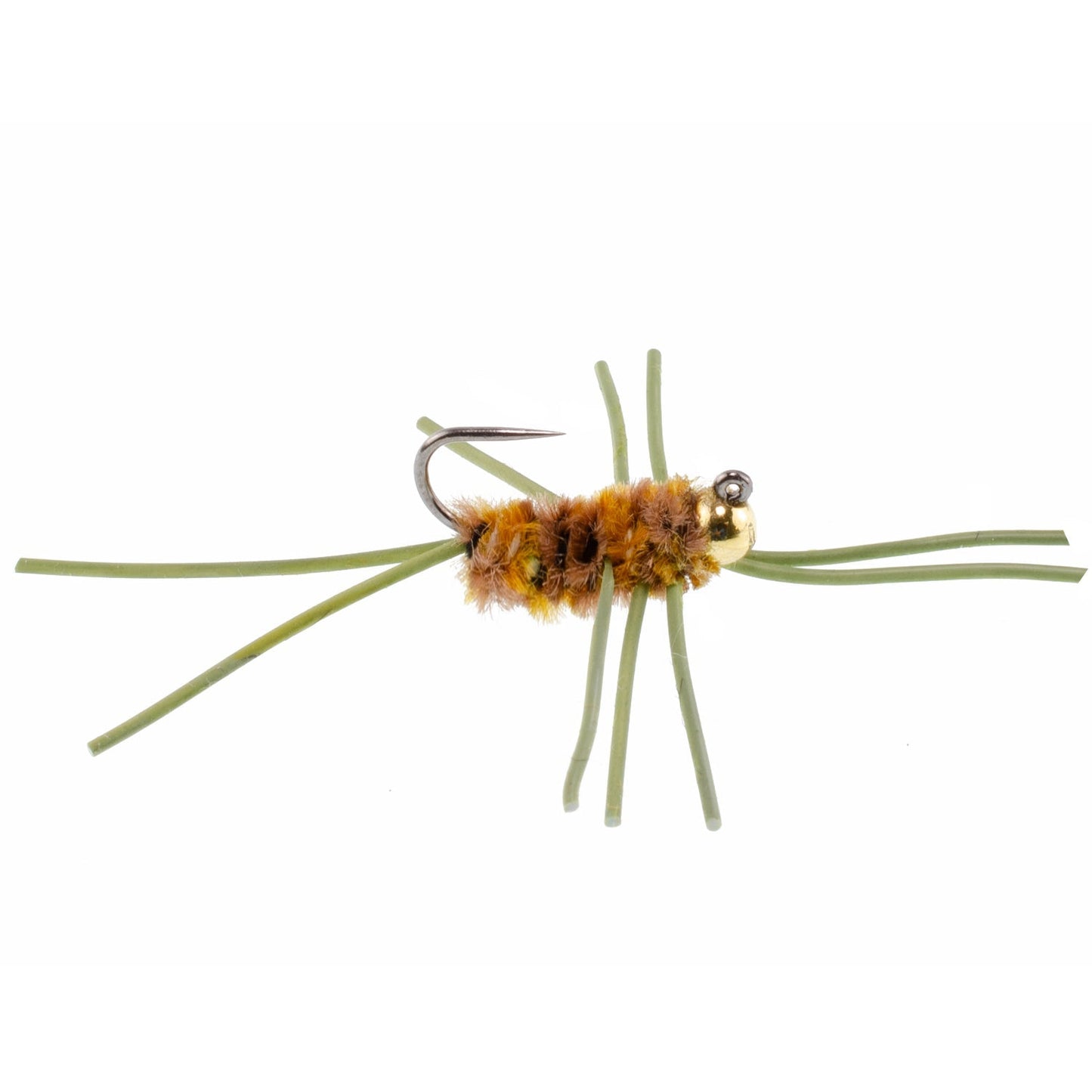 Barbless Pat's Rubber Legs Tungsten Bead Jigged Coffee/Tan Euro Nymph - Set of 12 Flies Hook Size 10 - Hazy Fly Fishing