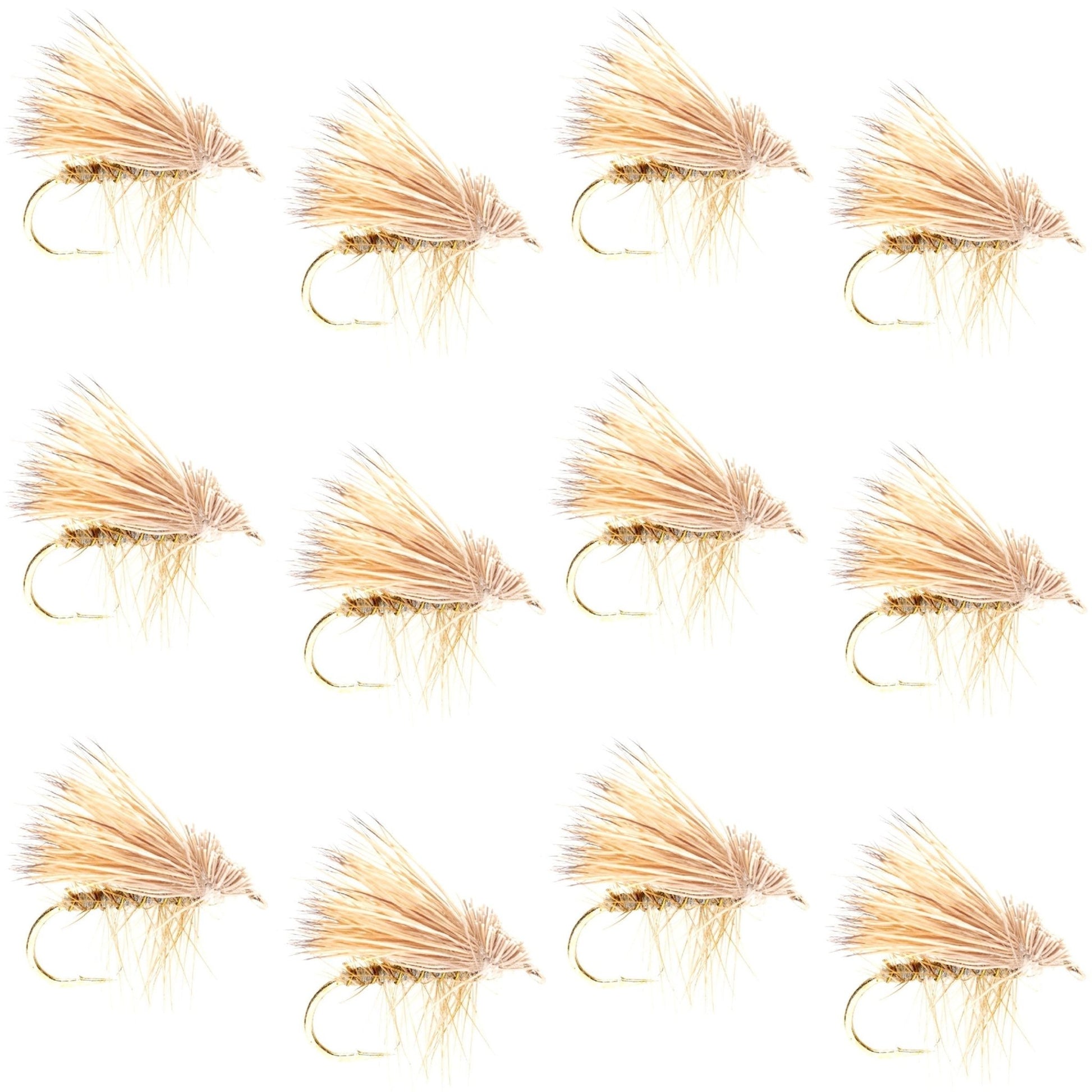 Barbless Yellow Elk Hair Caddis Classic Trout Dry Flies 1 Dozen Flies Size 14 - Hazy Fly Fishing