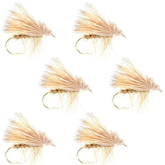 Barbless Yellow Elk Hair Caddis Classic Trout Dry Flies 6 Flies Size 16 - Hazy Fly Fishing