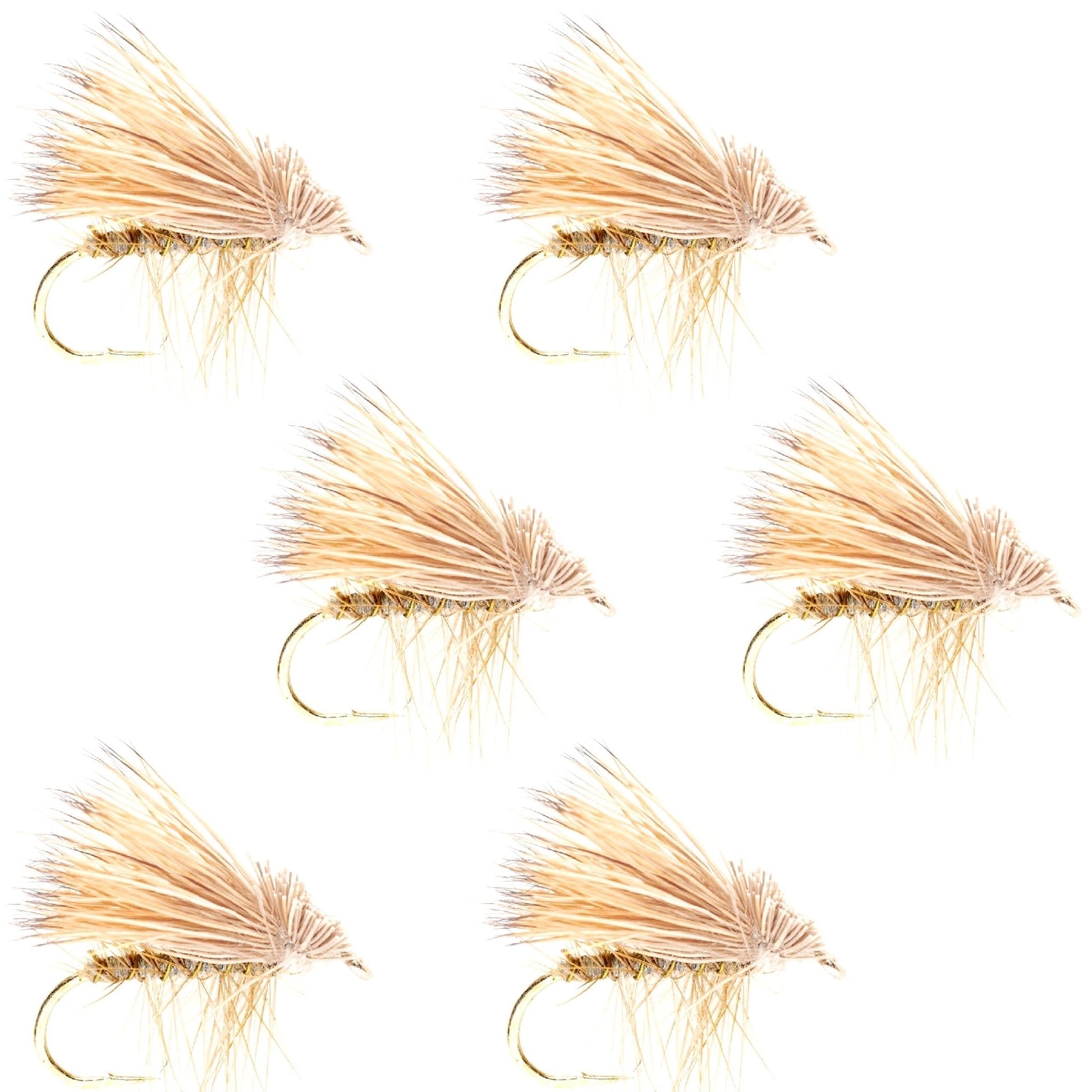 Barbless Yellow Elk Hair Caddis Classic Trout Dry Flies 6 Flies Size 16 - Hazy Fly Fishing