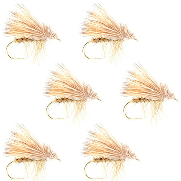 Barbless Yellow Elk Hair Caddis Classic Trout Dry Flies 6 Flies Size 16 - Hazy Fly Fishing