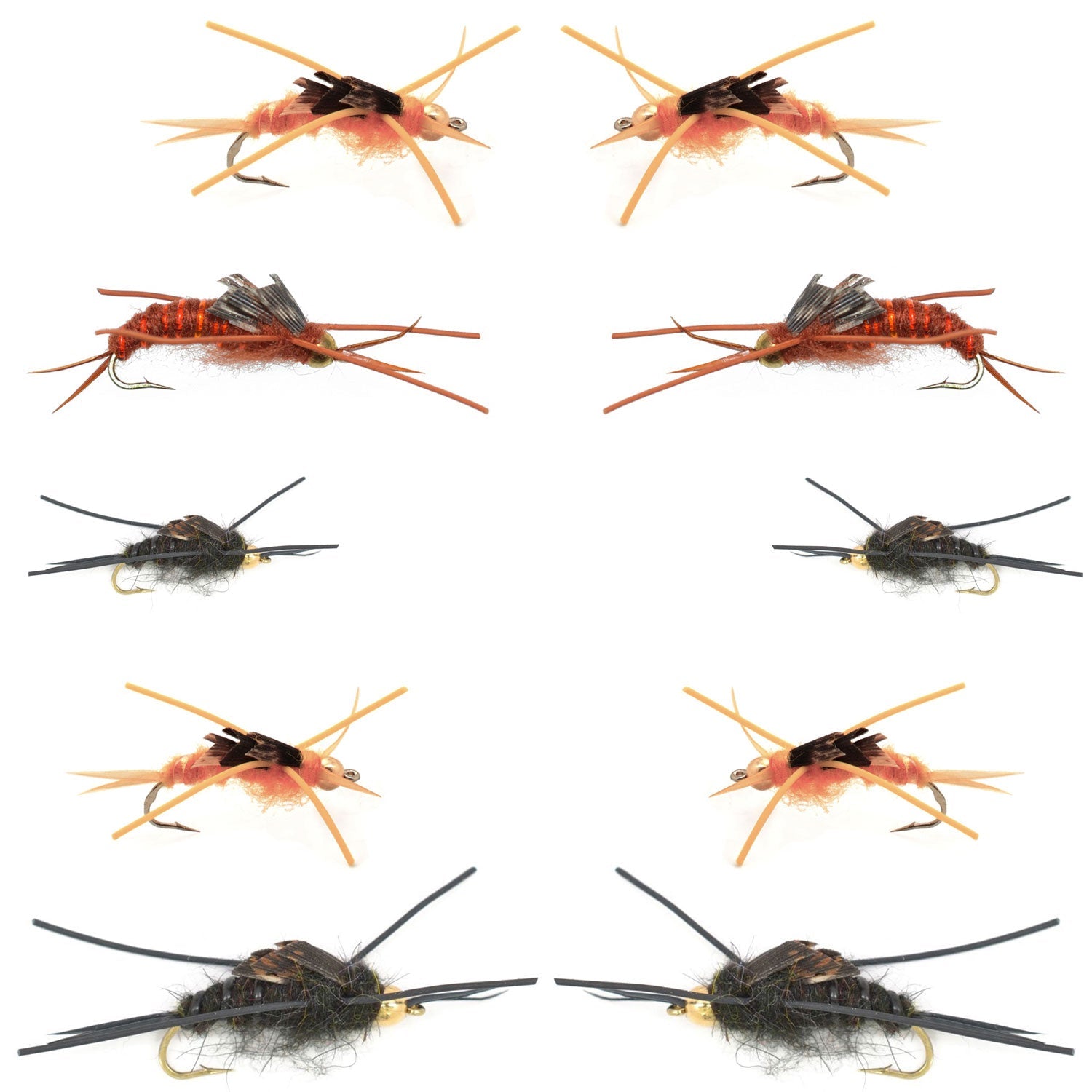Basics Collection - Kaufmann's Tungsten Bead Stonefly Nymph Assortment - 10 Bead Head Rubber Legs Wet Flies - 5 Patterns - Hook Sizes 4, 6, 8, 10, and 12 - Hazy Fly Fishing