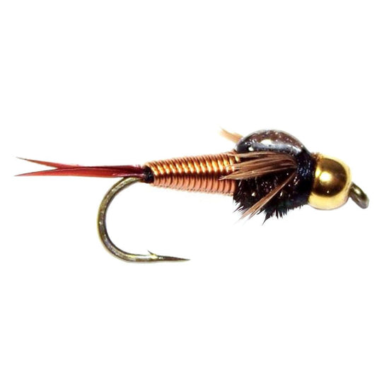 Bead Head Copper John Nymph 1 Dozen Fly Fishing Flies - Hook Size 14 - Hazy Fly Fishing