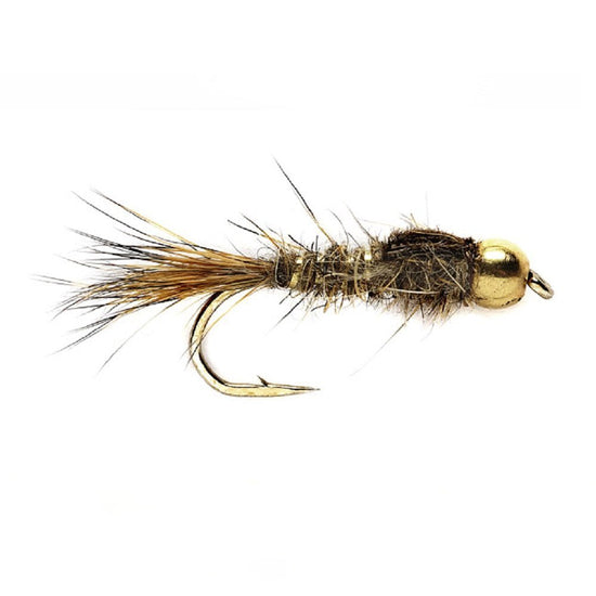Bead Head Nymph Fly Fishing Flies - Gold Ribbed Hare's Ear Trout Fly - Nymph Wet Fly - 6 Flies Hook Size 14 - Hazy Fly Fishing