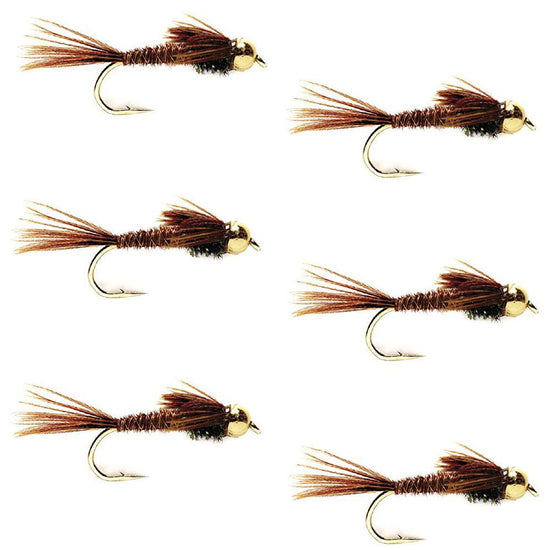 Bead Head Pheasant Tail Nymph Fly Fishing Flies - 6 Flies Hook Size 12 - Hazy Fly Fishing