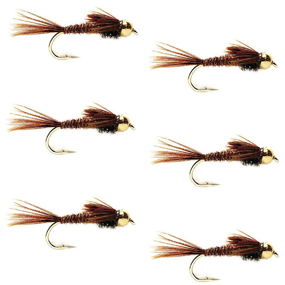 Bead Head Pheasant Tail Nymph Fly Fishing Flies - 6 Flies Hook Size 12 - Hazy Fly Fishing