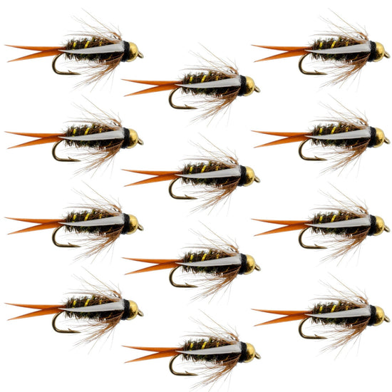 Bead Head Prince Nymph Fly Fishing Flies - 1 Dozen Flies Hook Size 12 - Hazy Fly Fishing