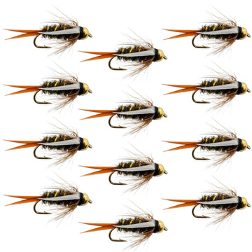 Bead Head Prince Nymph Fly Fishing Flies - 1 Dozen Flies Hook Size 12 - Hazy Fly Fishing